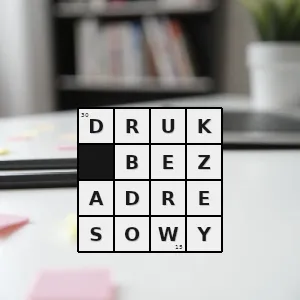 Hasło krzyżówkowe reklama realizowana za pośrednictwem poczty polegająca na kolportażu druków i folderów reklamowych traktowanych jak listy bez podanego adresu pocztowego - druk bezadresowy – rozwiązanie, synonimy, podpowiedzi i definicje krzyżówkowe